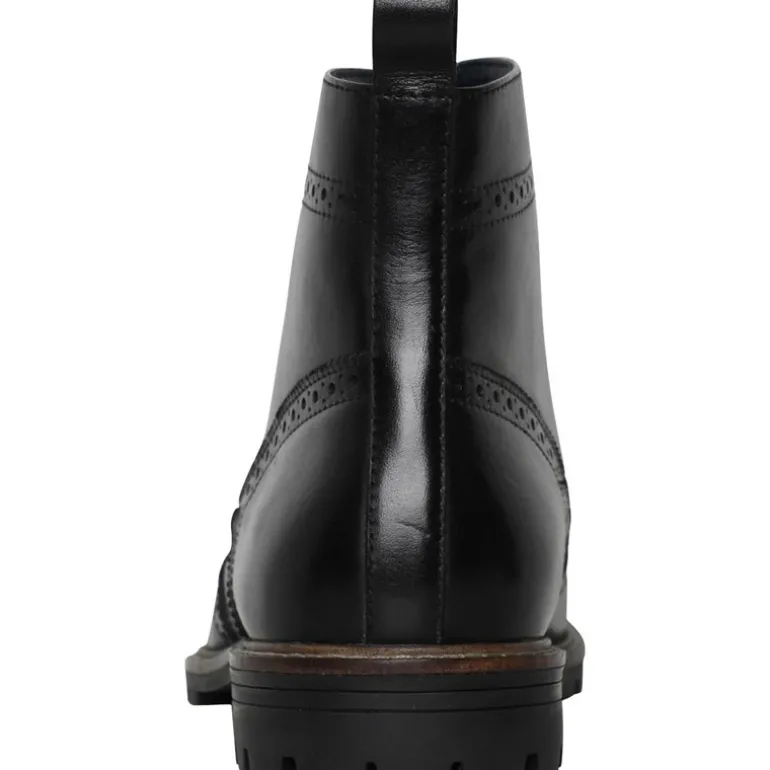 Herresko i Sort Læder Brogue Støvler