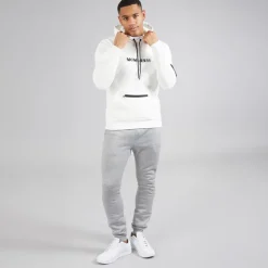 Hættetrøje i cremefarvet til herre