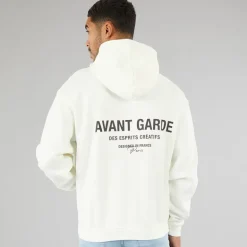 Hættetrøje i Ecru til herre