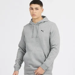 Hættetrøje med lille logo Herre Essentials Mellemgrå Meleret