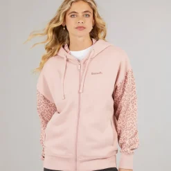 Hættetrøje med lynlås til kvinder Lys støvet lyserød