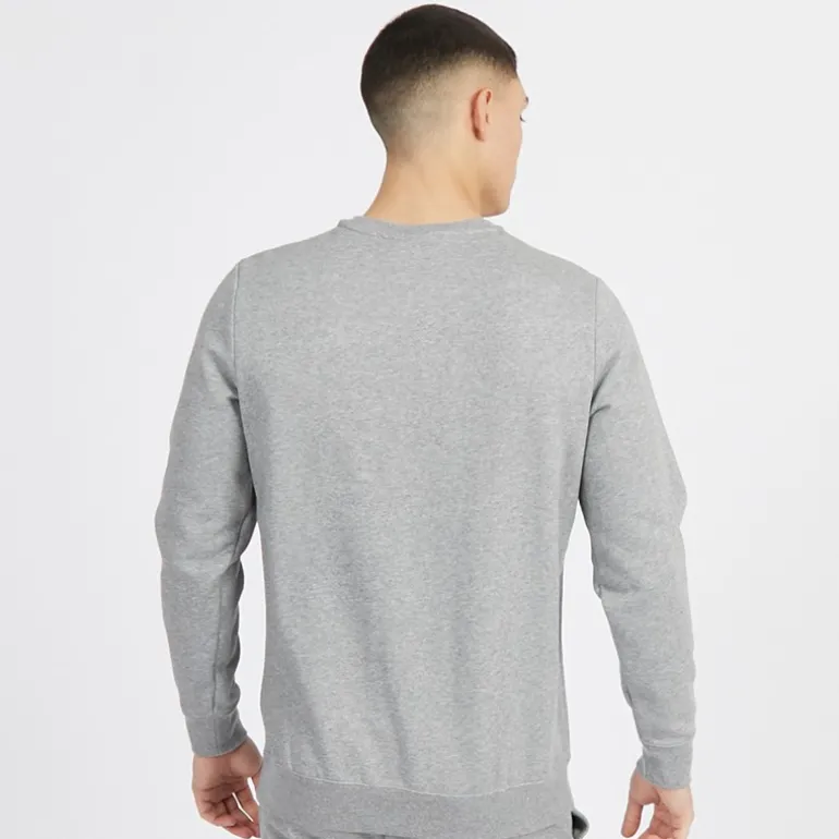 Hættetrøje til Herre Small Logo Crew Mellemgrå Meleret