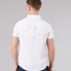 Hvid Skjorte med Korte Ærmer Bowdon til herre