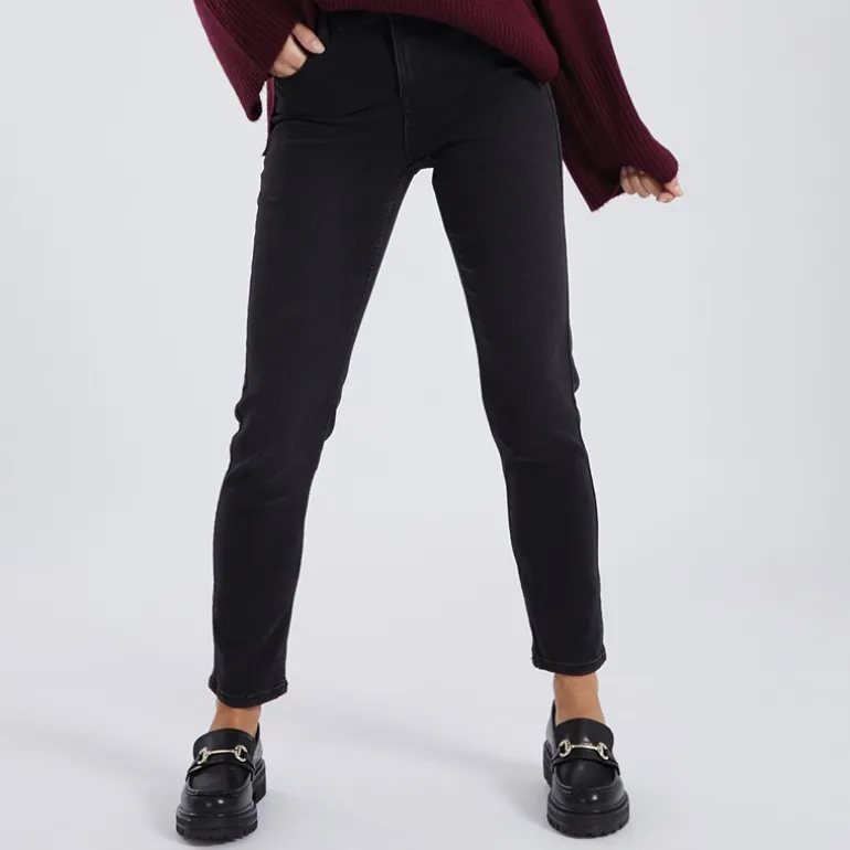 Jeans til kvinder Nunna MW Slim Fit Mørkegrå Denim