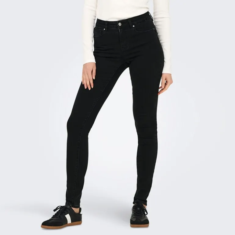 Jeans til kvinder Rina Mid Rise Push Up Sort