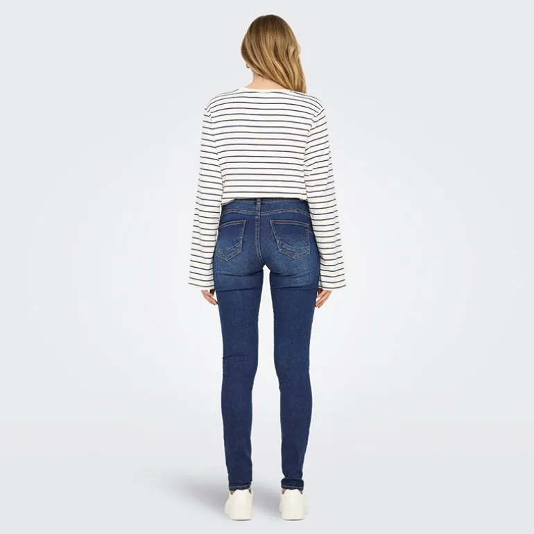 Jeans til kvinder Rina Mid Rise Push Up Mørkeblå