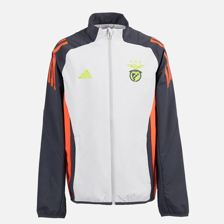 Junior Drenge SLB Benfica Præsentationsjakke Lys Solid Grå/Semi Solar Orange Lgh Solid Grey/Semi Solar Orange