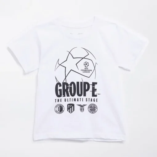 Junior FR Feyenoord Trykt Gruppe UEFA Champions League Kamp Design T-Shirt Hvid