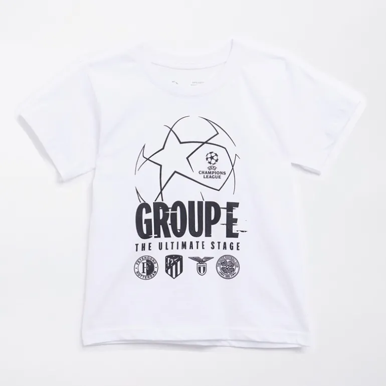 Junior FR Feyenoord Trykt Gruppe UEFA Champions League Kamp Design T-Shirt Hvid