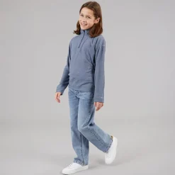 Junior Piger Meadows Halv Lynlås Fleece Navy / Pink Logo