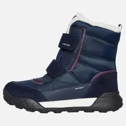 Junior Piger Trekkyup Dobbelt Rem Pelsforet Støvler Marineblå/​Lilla