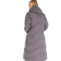 Lang dunjakke med hætte til kvinder Eloraina Antracit