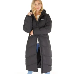 Lang dunjakke med hætte til kvinder Eloraina Sort