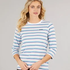 Langærmet T-shirt til kvinder Auborn Hvid/​Lys støvet Rosa/​Grøn/​Blå/​Marineblå Stribet