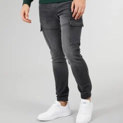 Malimore Denim Cuffed Cargo Bukser Vasket Sort