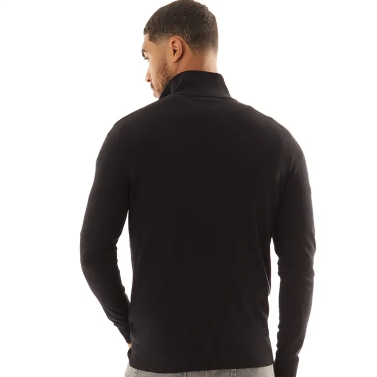 Mænd Emil Strik 1/2 Lynlås Trøje Sort