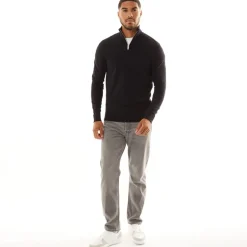 Mænd Emil Strik 1/2 Lynlås Trøje Sort