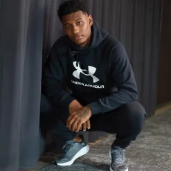 Mænd UA Rival Fleece Logo Hoodie Sort/​Hvid