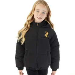 Pigejakke med kort baffle Sort