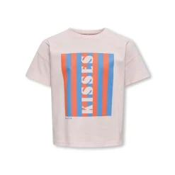 Piger Abelone Word Top Box T-Shirt Mauve Chalk Kisses