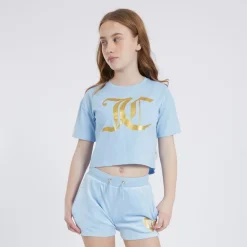 Piger Heart Boxy And Velour Sæt Blå