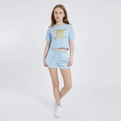 Piger Heart Boxy And Velour Sæt Blå