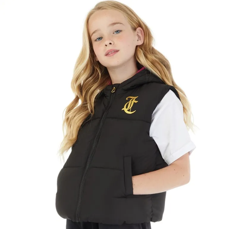 Piger Korte Bred Baffel Veste Sort