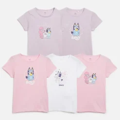 Piger Kuru Fem Pak T-Shirts Lys Hvid