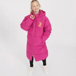 Piger Lang Linie Pufferjakke Festival Fuchsia