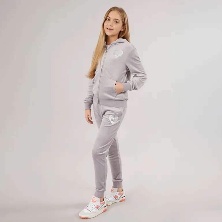 Piger Velour Hjerte Logo Træningsdragt Sølv Sconce