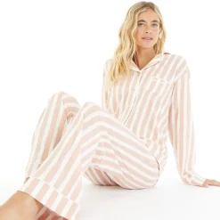 Pyjamas til kvinder Siesta Dæmpet rosa/​hvid stribet