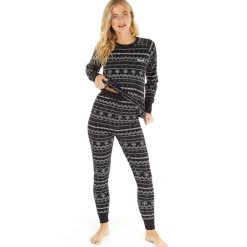 Sæt med Loungewear til Kvinder Sort Fairisle
