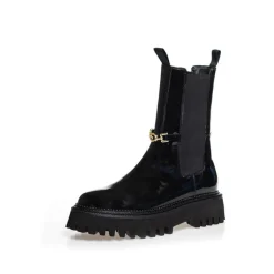 Stilede Støvler i Citronfarvet Sort Lak 038