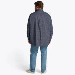 Store størrelser Herre Poplin Langærmet Skjorte Night Sky / Ivory Petal Prt