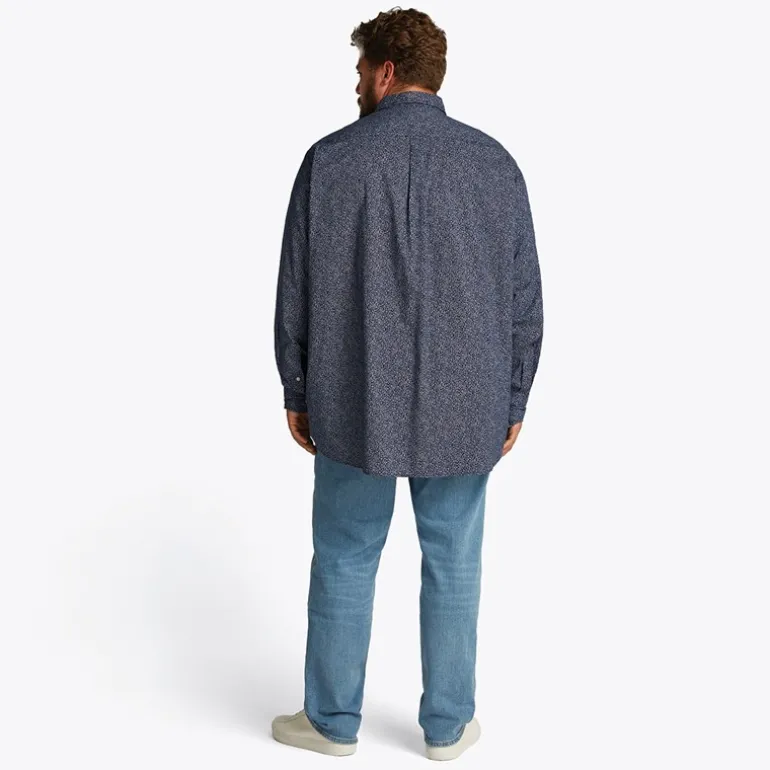 Store størrelser Herre Poplin Langærmet Skjorte Night Sky / Ivory Petal Prt