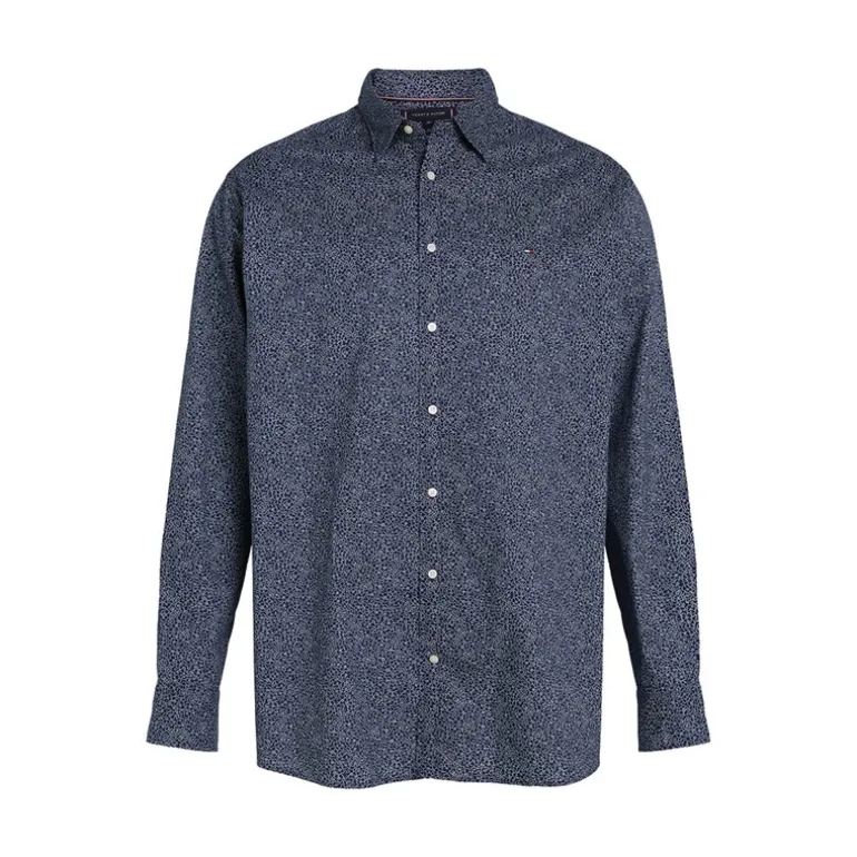 Store størrelser Herre Poplin Langærmet Skjorte Night Sky / Ivory Petal Prt