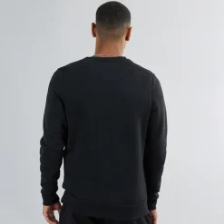 Sweatshirt med rund hals i sort til herre