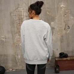 Sweatshirt med rund hals Oversized Lysegrå Melange til Kvinder