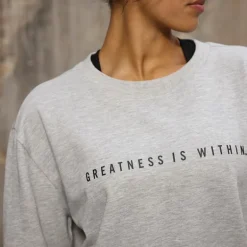 Sweatshirt med rund hals Oversized Lysegrå Melange til Kvinder