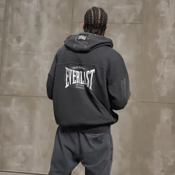 Vasket Oversized Hættetrøje Sort Skønhed